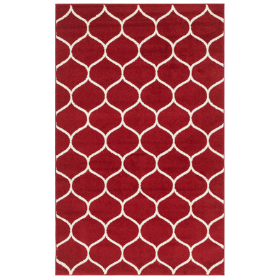 Rugs Unique Loom Rounded Trellis Frieze Polypropylene Red 3146725 Area Rugs Red Burgundy ruby synthetics Olefin polyester po Rectangular Round 8x5 