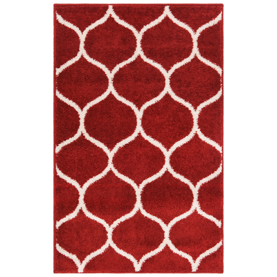 Rugs Unique Loom Rounded Trellis Frieze Polypropylene Red 3146728 Area Rugs Red Burgundy ruby synthetics Olefin polyester po Rectangular Round 3x2 