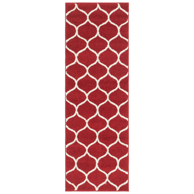 Rugs Unique Loom Rounded Trellis Frieze Polypropylene Red 3146734 Area Rugs Red Burgundy ruby synthetics Olefin polyester po Round 6x2 