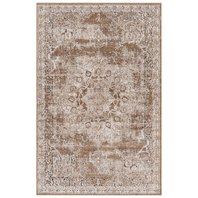 Unique Loom Rugs, Brown,sable, Chenille,synthetics,Olefin,polyester,polypropylene,Polyolefin,acrylic, Rectangular, 6x4, Light Brown, Machine Made; 6x4, Oriental; Border; Medallion; Overdyed; Carved, 85% Heatset Polypropylene and 15% Chenille Yarn, Ar