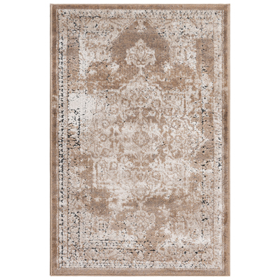 Unique Loom Rugs, Brown,sable, Chenille,synthetics,Olefin,polyester,polypropylene,Polyolefin,acrylic, Rectangular, 3x2, Light Brown, Machine Made; 3x2, Oriental; Border; Medallion; Overdyed; Carved, 85% Heatset Polypropylene and 15% Chenille Yarn, Ar