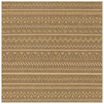 Unique Loom Rugs, Brown,sable, synthetics,Olefin,polyester,polypropylene,Polyolefin,acrylic, Area Rugs,Area rugOutdoor, Octagons,Square, 6x6, Light Brown, Machine Made; 6x6, Striped; Geometric, Polypropylene, Area Rugs, 314776