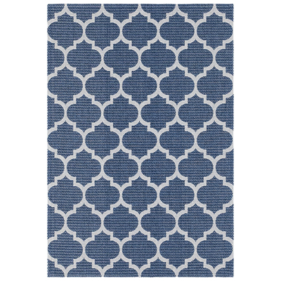 Rugs Unique Loom Trellis Decatur 100% Recycled Cotton Navy Blue/Ivory 3148013 Area Rugs Blue navy teal turquiose indig Cotton denim Rectangular 9x6 