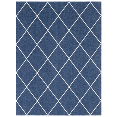 Rugs Unique Loom Diamond Decatur 100% Recycled Cotton Navy Blue/Ivory 3148060 Area Rugs Blue navy teal turquiose indig Cotton denim Rectangular 10x7 