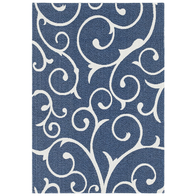 Rugs Unique Loom Scroll Decatur 100% Recycled Cotton Navy Blue/Ivory 3148095 Area Rugs Blue navy teal turquiose indig Cotton denim Rectangular 6x4 