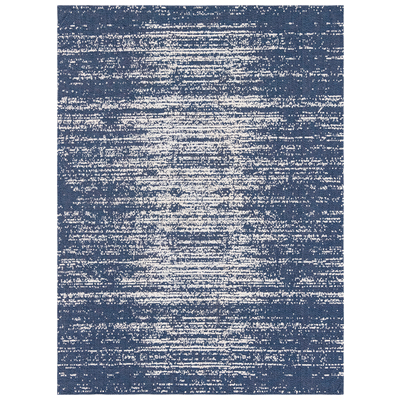Rugs Unique Loom Static Decatur 100% Recycled Cotton Navy Blue/Ivory 3148124 Area Rugs Blue navy teal turquiose indig Cotton denim Rectangular 10x7 