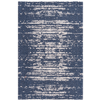 Rugs Unique Loom Static Decatur 100% Recycled Cotton Navy Blue/Ivory 3148128 Area Rugs Blue navy teal turquiose indig Cotton denim Rectangular 3x2 