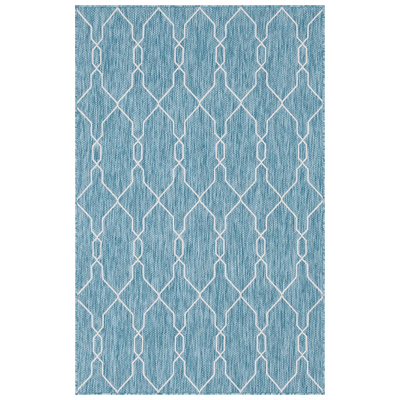 Rugs Unique Loom Outdoor Links Trellis Polypropylene Blue/Ivory 3148826 Area Rugs Blue navy teal turquiose indig synthetics Olefin polyester po Area Rugs Area rugOutdoor Octagons Rectangular 8x5 