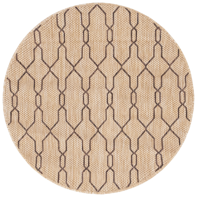 Unique Loom Rugs, Brown,sable, synthetics,Olefin,polyester,polypropylene,Polyolefin,acrylic, Area Rugs,Area rugOutdoor, Octagons,Round, 4x4, Tan/Brown, Machine Made; 4x4, Trellis; Geometric, Polypropylene, Area Rugs, 3148852