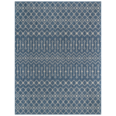 Rugs Unique Loom Outdoor Tribal Trellis Polypropylene Blue/Ivory 3150204 Area Rugs Blue navy teal turquiose indig synthetics Olefin polyester po Area Rugs Area rugOutdoor Octagons Rectangular 13x10 