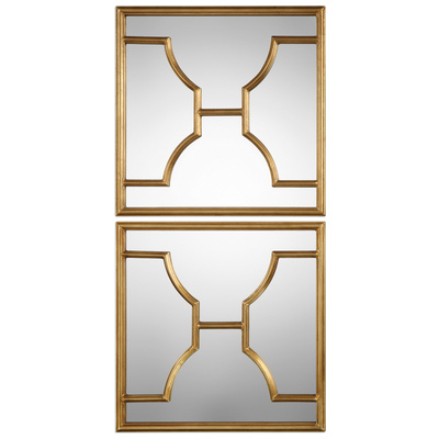 Mirrors Uttermost Misa IRON/MDF/MIRROR Forged Iron With Sharp Beveled Mirrors 09268 792977092682 Gold Square Mirrors S/2 Gold Square 