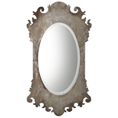 Mirrors Uttermost Vitravo Mirror Iron MDF A Modern Take On A Classic Chi Mirrors 09283 792977092835 Oxidized Silver Oval Mirrors GrayGreySilver Oval 