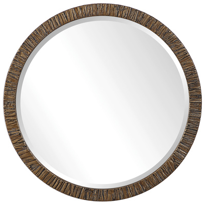 Mirrors Uttermost Wayde Bark Glass MDF This Classic Round Mirror Show Mirrors 09459 792977094594 Gold Bark Round Mirror Gold Round 