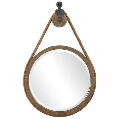 Mirrors Uttermost Melton RESIN ROPE MIRROR MDF STEEL WO This Rustic Mirror Design Feat Mirrors 09490 792977094907 Round Pulley Mirror Blackebony Round 