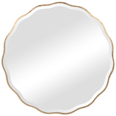 Mirrors Uttermost Aneta MDF GLASS Showcasing A Feminine Scallope Mirrors 09611 792977096116 Gold Round Mirror Gold Round 
