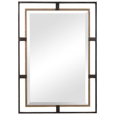 Mirrors Uttermost Carrizo IRON MDF GLASS This Iron Frame Features A 3-d Mirrors 09711 792977097113 Gold & Bronze Rectangle Mirror Rectangle Horizontal and Vertical Horizo 
