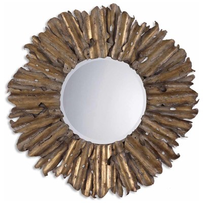 Mirrors Uttermost Hemani Metal Antiqued Gold Leaf With Burnis Mirrors 12742 B 792977127421 Modern Round Sunburst Mirrors GoldGrayGrey Round Sunburst 