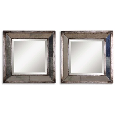 Mirrors Uttermost Davion Squares Mdf & Antique Mirror Distressed Antiqued Silver Le Mirrors 13555 B 792977135556 Antique Silver Mirrors BlackebonySilver 