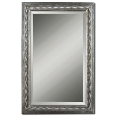 Mirrors Uttermost Triple Bead WOOD+GESSO Silver Leaf With A Light Gray Mirrors 14411 B 792977144114 Modern Rectangular Mirrors GrayGreySilver Horizontal and Vertical Horizo 