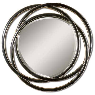 Mirrors Uttermost Odalis Pu Matte Black With Silver Leaf I Mirrors 14522 B 792977145227 Modern Round Mirrors BlackebonySilver Round 