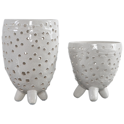 Vases-Urns-Trays-Finials Uttermost Milla Ceramic Set Of Mid-century Modern Trip Accessories 17527 792977175279 Vases Urns & Finials Cream beige ivory sand nude Urns Vases Ceramic 0-20 