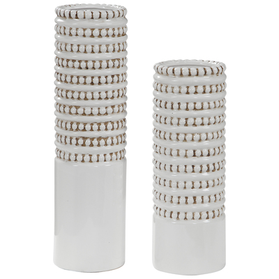 Vases-Urns-Trays-Finials Uttermost Angelou Ceramic Set Of Two Ceramic Vases Finis Accessories 17570 792977175705 Vases Urns & Finials White snow Urns Vases Ceramic 0-20 