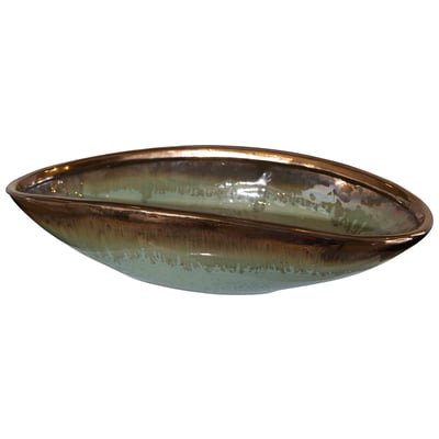 Vases-Urns-Trays-Finials Uttermost Iroquois Earthenware Glaze Earthenware Bowl Is Finished I Accessories 17855 792977178553 Decorative Bowls & Trays Blue navy teal turquiose indig Urns Vases Earthenware 0-20 