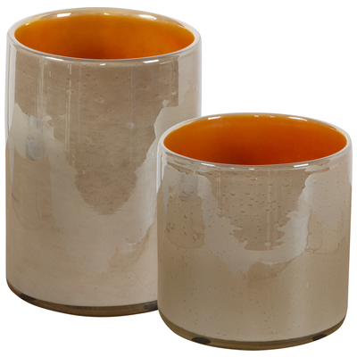 Vases-Urns-Trays-Finials Uttermost Tangelo GLASS Handcrafted From Glass These Accessories 17976 792977179765 Vases Urns & Finials Beige Cream beige ivory sand n Urns Vases Glass 0-20 
