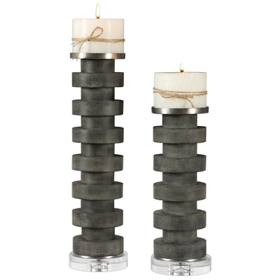 Candleholders Uttermost Karun CONCRETE CRYSTAL IRON Charcoal Stained Concrete With Accessories 18818 792977188187 Candleholders White snow CONCRETE Crystal K9crystal&ste Crystal Iron Chrome Steel Bron Complete Vanity Sets 