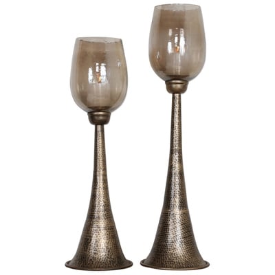 Candleholders Uttermost Badal IRON GLASS Heavily Antiqued Gold Finish O Accessories 18848 792977188484 Candleholders Brown sableGold White snow Glass Metal STEEL IRON Aluminu Antique AntiquedBrown Glass Go 