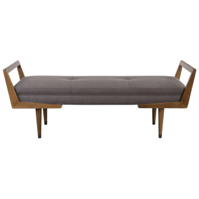Ottomans and Benches Uttermost Waylon BIRCH WOOD PLYWOOD FABIC METLA A Bench For Extra Seating With Accent Furniture 23388 792977233887 Benches Gray Grey 