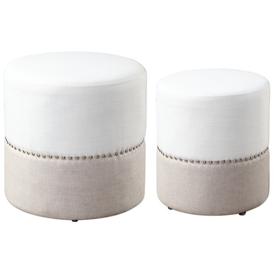 Uttermost Ottomans and Benches, White,snow, Pouf, PLYWOOD, FOAM,FABRIC, Accent Furniture, Ottomans & Poufs, 792977234266, 23426