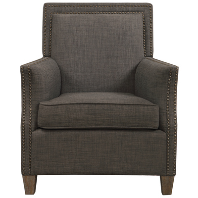Chairs Uttermost Darick BIRCH WOOD PLYWOOD FABIC FIBER Handsome Club Chair Covered In Accent Furniture 23472 792977234723 Accent Chairs & Armchairs Gray Grey Accent Chairs Accent 