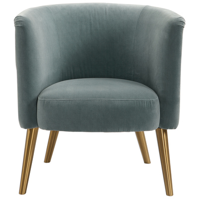 Chairs Uttermost Haider FABRIC FOAM IRON PLYWOOD This Stylish Barrel Chair Feat Accent Furniture 23480 792977234808 Accent Chairs & Armchairs Blue navy teal turquiose indig Accent Chairs Accent 
