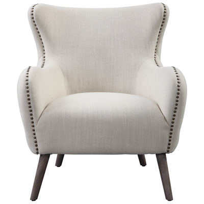 Uttermost Chairs, Cream,beige,ivory,sand,nudeGray,Grey, Accent Chairs,AccentLounge Chairs,LoungeWing Chairs,wing, FABRIC,FOAM,OAK,PLYWOOD, Accent Furniture, Accent Chairs & Armchairs, 792977235003, 23500