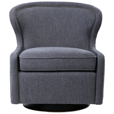 Uttermost Chairs, Gray,Grey, Accent Chairs,Accent, FABRIC,IRON,FOAM,PLYWOOD, Accent Furniture, Swivel Chair, 792977235607, 23560