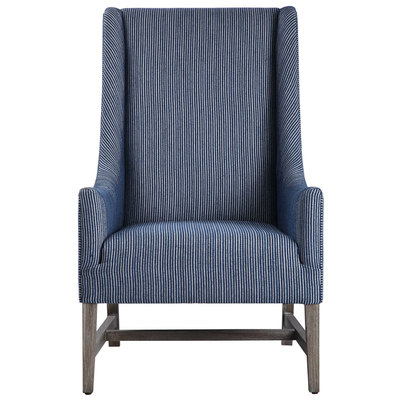 Chairs Uttermost Galiot RUBBER WOOD EUCALYPTUS FABRIC Showcasing A Classic Wingback Accent Furniture 23562 792977235621 Accent Chairs & Armchairs Blue navy teal turquiose indig Accent Chairs Accent 