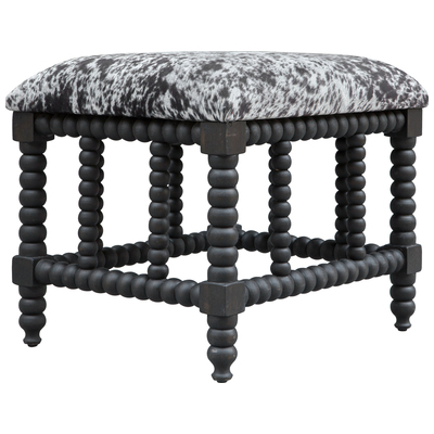 Uttermost Ottomans and Benches, black, ,ebony, Gray,GreyWhite,snow, MAHOGANY WOOD WITH FOAM AND FABRIC, Accent Furniture, Small Benches, 792977235898, 23589