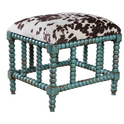 Uttermost Ottomans and Benches, Blue,navy,teal,turquiose,indigo,aqua,SeafoamGreen,emerald,tealWhite,snow, Complete Vanity Sets, Matthew Williams, MAHOGANY WOOD WITH FOAM AND FABRIC, Accent Furniture, Small Benches, 792977236055, 23605