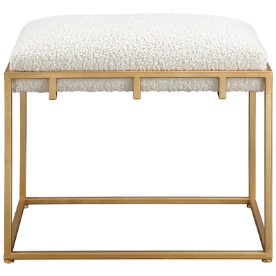 Uttermost Ottomans and Benches, Gold,White,snow, IRON, MDF, FOAM, FABRIC, Accent Furniture, Small Benches, 792977236635, 23663