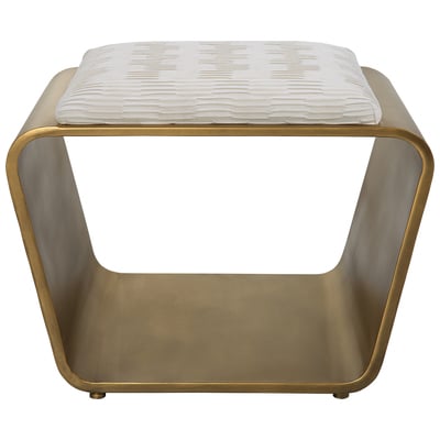 Uttermost Ottomans and Benches, Gold,White,snow, IRON, MDF, POLYESTER, FOAM, Accent Furniture, Small Benches, 792977236734, 23673