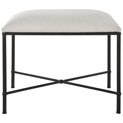 Uttermost Ottomans and Benches, Black,ebonyWhite,snow, Foam,Fabric,Mdf,Iron, Accent Furniture, Benches, 792977236802, 23680