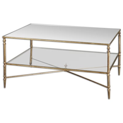 Uttermost Coffee Tables, gold, , Glass,Metal,Iron,Steel,Aluminum,Alu+ PE wicker+ glass, Complete Vanity Sets, Matthew Williams, Metal, Mirror & Tempered Galss, Accent Furniture, Cocktail & Coffee Tables, 792977242766, 24276,Standard (14 - 22 in.)