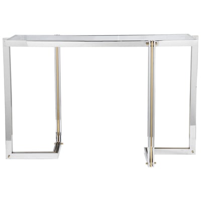 Accent Tables Uttermost Locke STAINLESS STEEL CLEAR TEMPERED Modern Glam Console Features A Accent Furniture 24937 792977249376 Console Table Gold Glass Tables glassAccent Table 