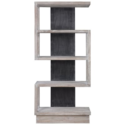 Shelves and Bookcases Uttermost Nicasia Elm+Elm(Venner)+PLYWOOD The Dramatic Contrast Of This Accent Furniture 24958 792977249581 Etageres BlackebonyGrayGrey Etagere Shelf Shelving 