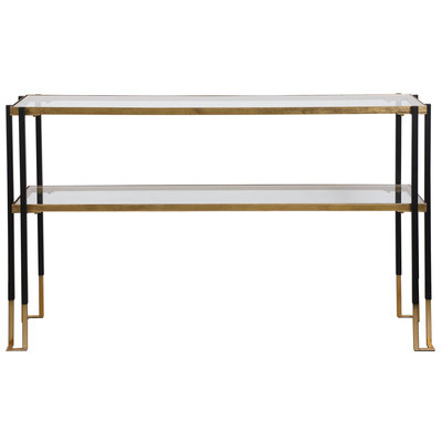 Uttermost Accent Tables, BlackebonyGold, Glass Tables,glassMetal Tables,metal,aluminum,ironAccent Tables,accentConsole,Sofa Tables,sofa, IRON, GLASS, Accent Furniture, Console & Sofa Tables, 792977249789, 24978