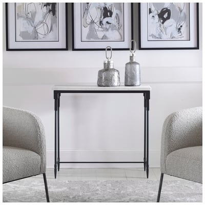 Accent Tables Uttermost Bourges MARBLE IRON A Classic Black And White Comb Accent Furniture 25165 792977251652 Console & Sofa Tables Metal Tables metal aluminum ir 
