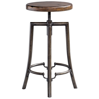 Bar Chairs and Stools Uttermost Westlyn IRON METAL WITH SUAR WOOD Featuring A Natural Suar Wood Accent Furniture 25898 792977258989 Bar & Counter Stools Bar Counter Metal Wood 