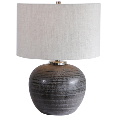 Table Lamps Uttermost Mikkel CERAMIC STEEL FABRIC Finished In A Charcoal Glaze W Lamps 26349-1 792977263495 Mikkel Charcoal Table Lamp Contemporary Modern Modern Co Blown Glass Crystal Cement L 