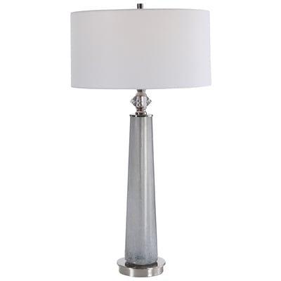 Table Lamps Uttermost Grayton Steel&glass&K9crystal&fabric This Sleek Table Lamp Features Lamps 26378 792977263785 Grayton Frosted Art Table Lamp Gray GreyWhite snow TABLE Blown Glass Crystal Cement L 